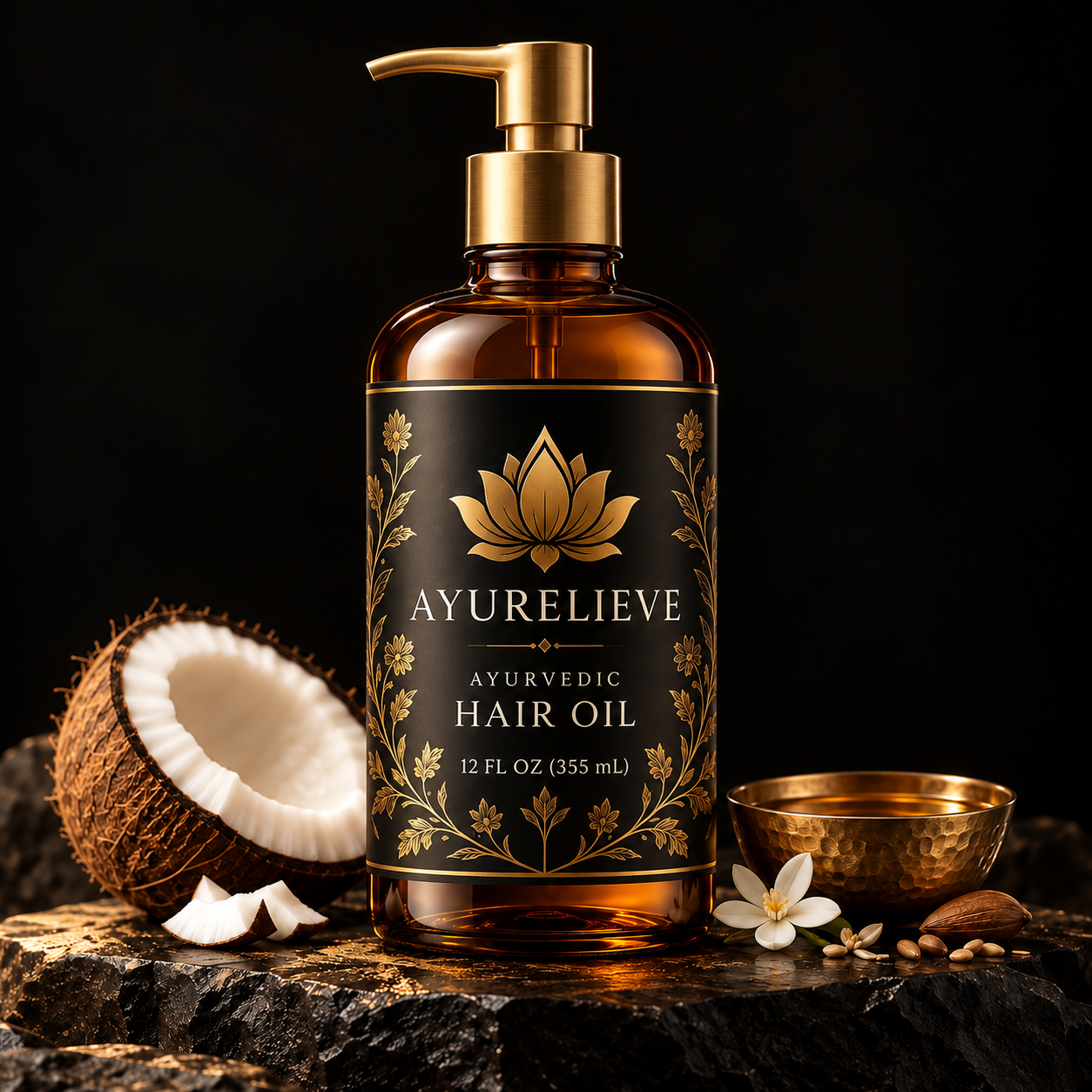 AyuRelieve Ayurvedic Hair Oil, 12 US fl oz (355 mL) — packaging preview